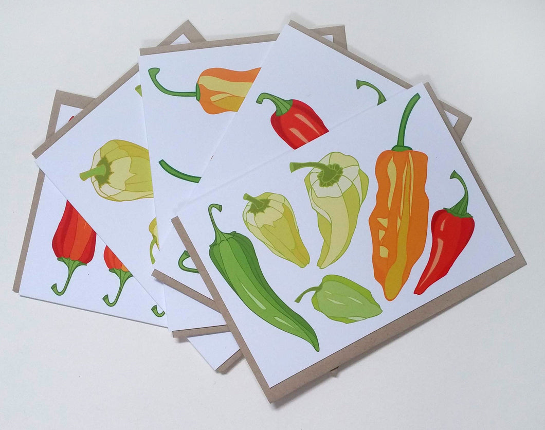 Assorted Peppers Greeting Cards